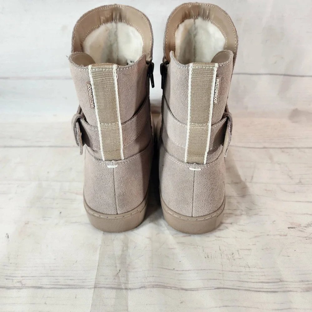 Jambu Boots Waterproof Beige Suede Fur‎ Lined Winter - Women's Size 8